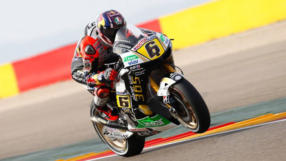 Stefan Bradl foi o quinto mais rápido | <a href="https://gutenberg.quatrorodas.abril.com.br/moto/noticias/motogp-marquez-garante-pole-aragon-755537.shtml" rel="migration">Leia mais</a>