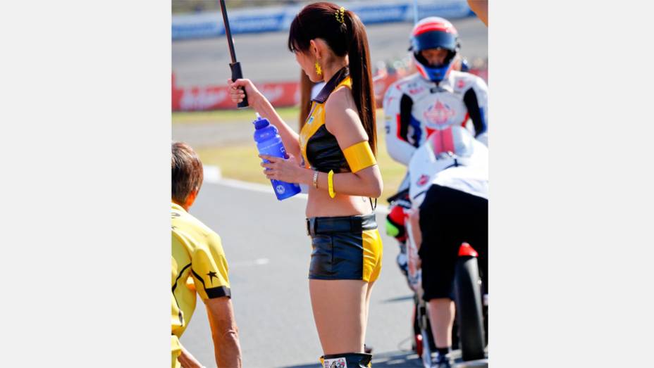 Veja as belas Garotas da MotoGP - Japão | <a href="https://gutenberg.quatrorodas.abril.com.br/moto/noticias/motogp-definicao-titulo-fica-ultima-prova-758422.shtml" rel="migration">Leia mais</a>