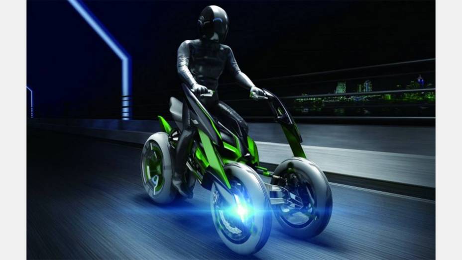 Protótipo tem guidão individual para cada mão | <a href="https://gutenberg.quatrorodas.abril.com.br/moto/noticias/kawasaki-mostra-j-concept-toquio-761438.shtml" rel="migration">Leia mais</a>