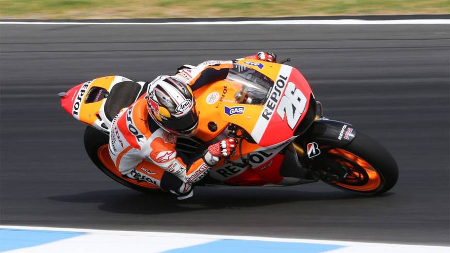 Dani Pedrosa foi o segundo mais rápido | <a href="https://gutenberg.quatrorodas.abril.com.br/moto/noticias/motogp-lorenzo-domina-dia-australia-775379.shtml" rel="migration">Leia mais</a>