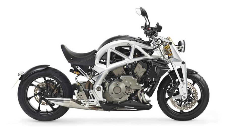 ... ou na versão custom (muscle bike). A filosofia desta moto é a mesma do carro Atom: deixar grande parte da mecânica do veículo exposta | <a href="https://gutenberg.quatrorodas.abril.com.br/moto/noticias/ariel-retorna-ao-mundo-duas-rodas-ace-2015-787267.shtml" rel="migration">Lei</a>