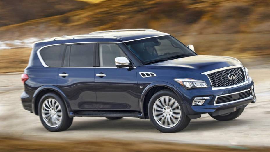 Infiniti apresentou o reestilizado QX80 2015 no Salão de Nova York. | <a href="https://gutenberg.quatrorodas.abril.com.br/noticias/saloes/new-york-2014/" rel="migration">Leia mais</a>