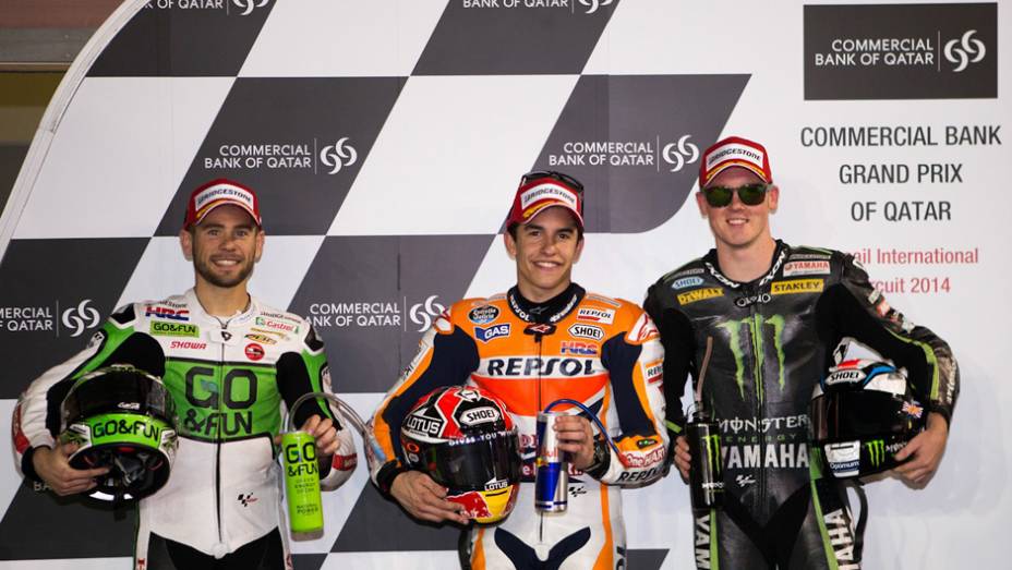 O atual campeão da MotoGP Marc Márquez é o pole position, para a primeira etapa da MotoGP de 2014. Álvaro Bautista e Bradley Smith, estão na primeira fila. | <a href="https://gutenberg.quatrorodas.abril.com.br/moto/noticias/marc-marquez-pole-primeira-etapa-ano-moto" rel="migration"></a>