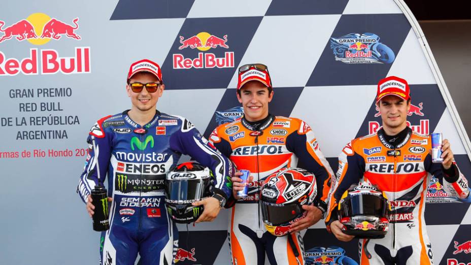 Galeria de Quatro Rodas da MotoGP - Argentina (sábado) - Marc Márquez, Jorge Lorenzo e Dani Pedrosa. | <a href="https://gutenberg.quatrorodas.abril.com.br/moto/noticias/marquez-mantem-dominio-pole-argentina-780906.shtml" rel="migration">Leia mais</a>