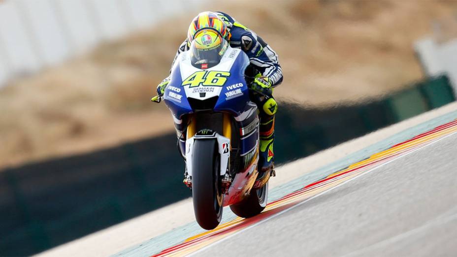 Valentino Rossi completou o pódio na Espanha | <a href="https://gutenberg.quatrorodas.abril.com.br/moto/noticias/motogp-polemica-marquez-vence-aragon-755576.shtml" rel="migration">Leia mais</a>