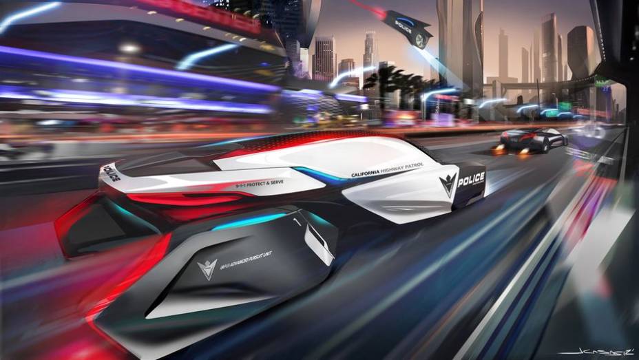 A BMW mostra o Human-Drone Pursuit Vehicle. | <a href="https://gutenberg.quatrorodas.abril.com.br/noticias/tecnologia/salao-los-angeles-define-tema-desafio-design-721841.shtml" rel="migration">Leia mais</a>