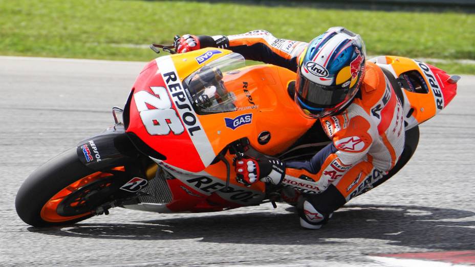 Dani Pedrosa (Repsol Honda Team) ficou com o segundo melhor tempo nesta quarta-feira (27). <a href="https://gutenberg.quatrorodas.abril.com.br/moto/noticias/motogp-lorenzo-supera-pedrosa-sepang-734732.shtml" rel="migration">Leia mais</a>