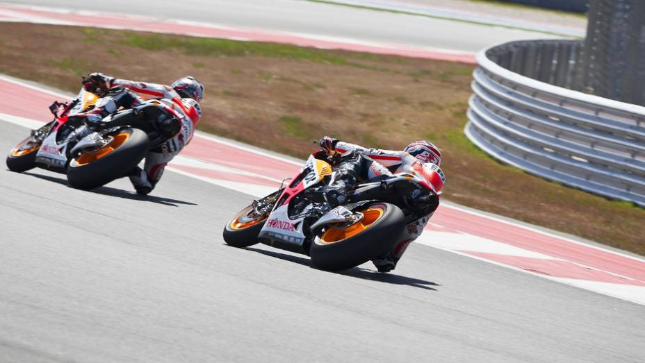 Pilotos da equipe Repsol Honda Team foram os mais rápidos | <a href="https://gutenberg.quatrorodas.abril.com.br/moto/noticias/motogp-marc-marquez-absoluto-eua-736303.shtml" rel="migration">Leia mais</a>