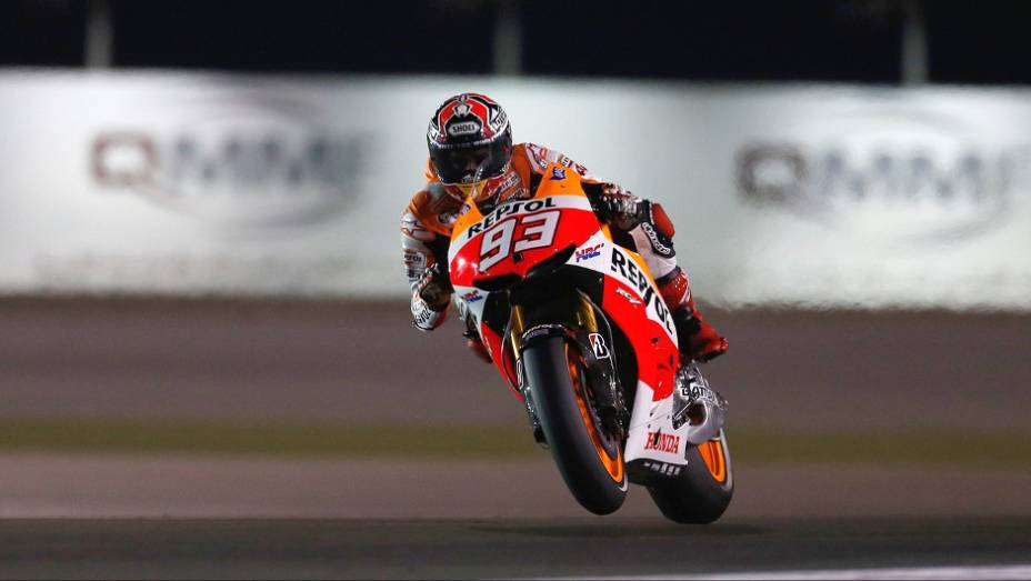 Marc Márquez (Repsol Honda Team) foi o quarto mais rápido | <a href="https://gutenberg.quatrorodas.abril.com.br/moto/noticias/motogp-lorenzo-lidera-treino-livre-catar-737806.shtml" rel="migration">Leia mais</a>