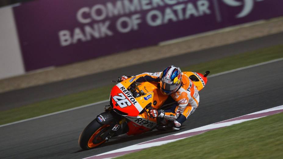 Dani Pedrosa (Repsol Honda Team) foi o terceiro | <a href="https://gutenberg.quatrorodas.abril.com.br/moto/noticias/motogp-lorenzo-garante-pole-catar-738025.shtml" rel="migration">Leia mais</a>