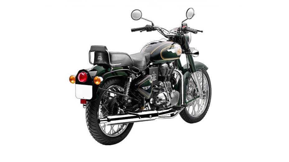 A Royal Enfield Bullet 500 2013 inclui novos logotipos da marca | <a href="https://gutenberg.quatrorodas.abril.com.br/moto/noticias/royal-enfield-lanca-bullet-500-2013-739487.shtml" rel="migration">Leia mais</a>