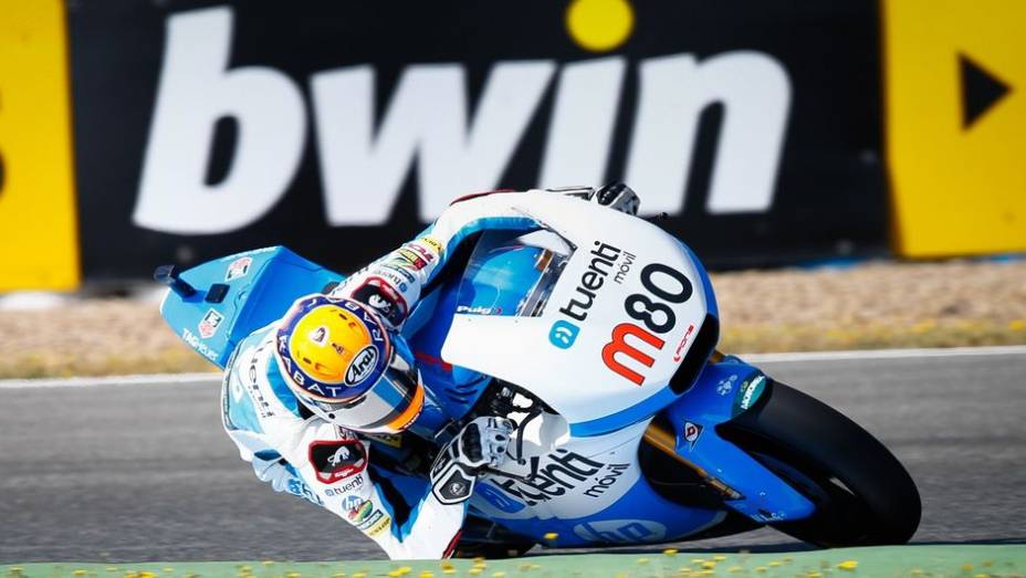 Na Moto2, Esteve Rabat liderou o pelotão | <a href="https://gutenberg.quatrorodas.abril.com.br/moto/noticias/motogp-lorenzo-lidera-treinos-jerez-740399.shtml" rel="migration">Leia mais</a>