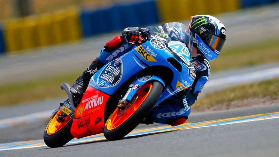 Alex Rins foi o ponteiro da Moto3 | <a href="https://gutenberg.quatrorodas.abril.com.br/moto/noticias/motogp-pedrosa-lidera-treinos-le-mans-741656.shtml" rel="migration">Leia mais</a>