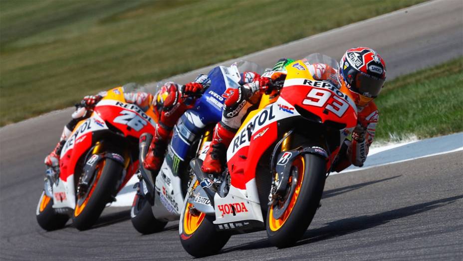 Jovem espanhol da Honda começou mal, mas se recuperou e garantiu mais uma vitória nos EUA | <a href="https://gutenberg.quatrorodas.abril.com.br/moto/noticias/motogp-marquez-vence-indianapolis-750342.shtml" rel="migration">Leia mais</a>