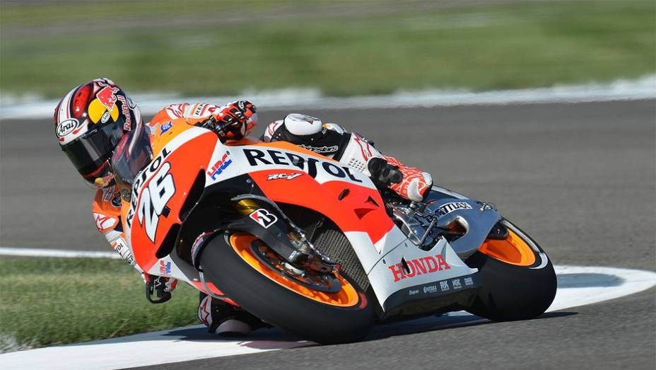 Dani Pedrosa ficou com o segundo lugar | <a href="https://gutenberg.quatrorodas.abril.com.br/moto/noticias/motogp-marquez-vence-indianapolis-750342.shtml" rel="migration">Leia mais</a>