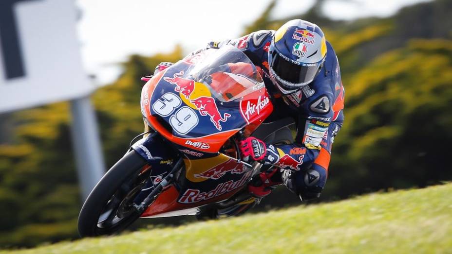 Já na Moto3, o domínio foi de Luís Salom (Red Bull KTM Ajo) | <a href="https://gutenberg.quatrorodas.abril.com.br/moto/noticias/motogp-lorenzo-pole-australia-757585.shtml" rel="migration">Leia mais</a>