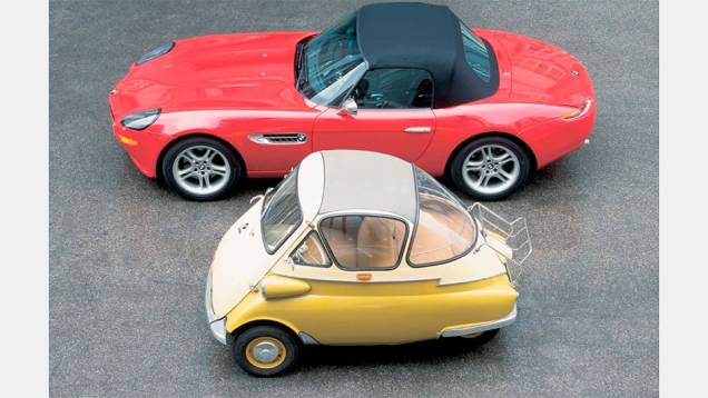 BMW Isetta: O projeto italiano da ISO foi adaptado sob licença em 1955 pela BMW para suprir a lacuna entre suas motos e o luxuoso 501. Deu origem ao 600, de quarto lugares BMW Isetta: O projeto italiano da ISO foi adaptado sob licença em 1955 pela BMW para suprir a lacuna entre suas motos e o luxuoso 501. Deu origem ao 600, de quarto lugares
