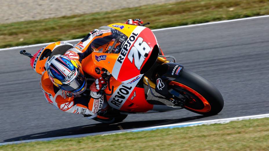 Dani Pedrosa completou o dia no quarto lugar | <a href="https://gutenberg.quatrorodas.abril.com.br/moto/noticias/motogp-dovizioso-mais-rapido-motegi-805474.shtml" rel="migration">Leia mais</a>