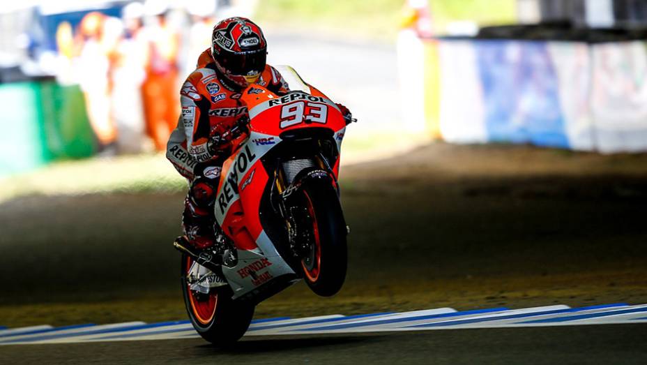 Líder do campeonato, Marc Marquez foi o sexto | <a href="https://gutenberg.quatrorodas.abril.com.br/moto/noticias/motogp-dovizioso-mais-rapido-motegi-805474.shtml" rel="migration">Leia mais</a>