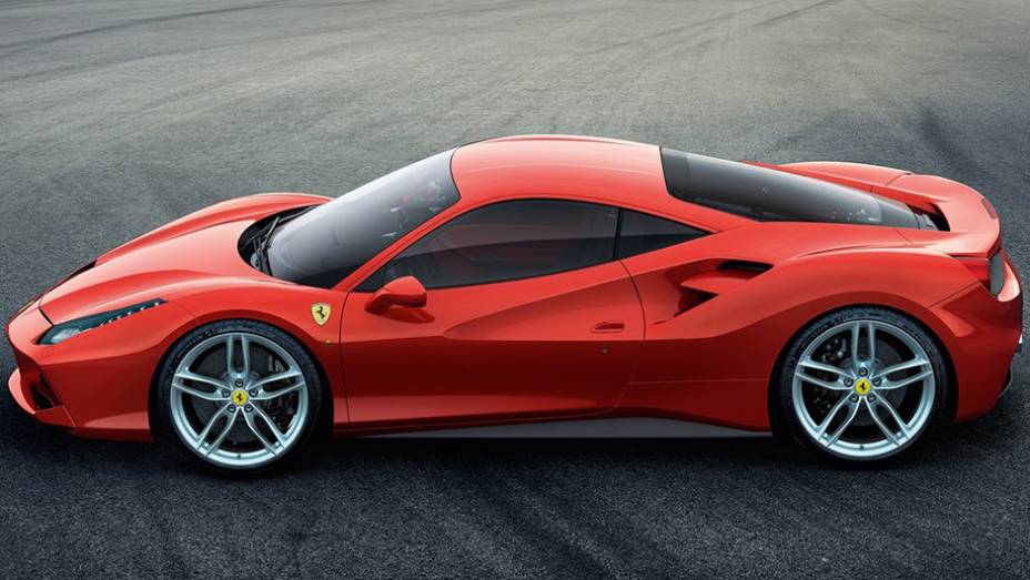 O modelo, que sucede a 458 Itália, tem novo pacote aerodinâmico, mais refinado, e o motor, de 3.9 litros V8 é biturbo o que resulta em 670 cv | <a href="https://gutenberg.quatrorodas.abril.com.br/noticias/saloes/genebra-2015/ferrari-lanca-488-gtb-motor-v8-biturbo-83" rel="migration"></a>