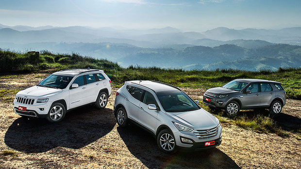 Comparativo: Hyundai Santa Fe x Land Rover Discovery Sport x Jeep Grand Cherokee