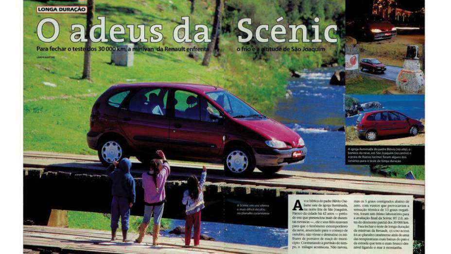 Renault Sc&egrave;nic: apesar de problemas como o alto custo de manuten&ccedil;&atilde;o, a minivan se mostrou excelente companheira para viagens longas, com espa&ccedil;o de sobra para a fam&iacute;lia | <a href="https://gutenberg.quatrorodas.abril.com.br/acervodigital/home.aspx?edicao=472&pg=105" rel="migration">L</a>