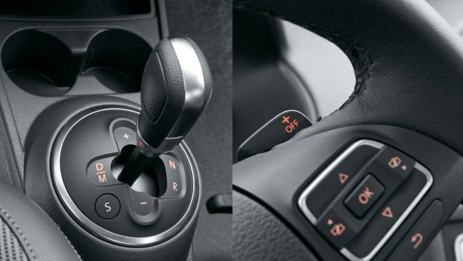 As trocas também podem ser feitas no volante | <a href="https://gutenberg.quatrorodas.abril.com.br/carros/lancamentos/vw-voyage-comfortline-699016.shtml" rel="migration">Leia mais</a>