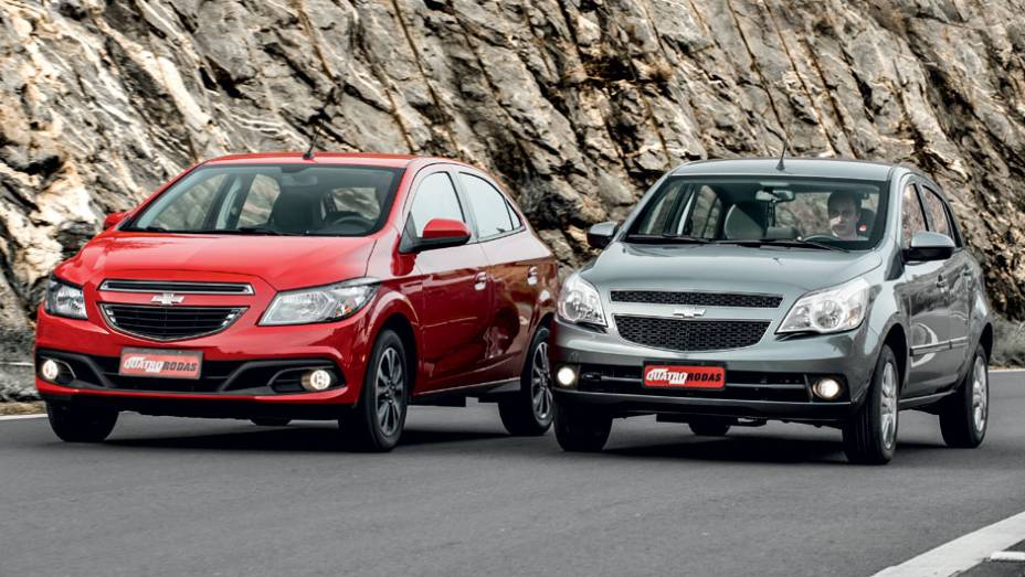 Onix apresenta desenho ousado e mais equilibrado que o Agile | <a href="https://gutenberg.quatrorodas.abril.com.br/carros/comparativos/chevrolet-onix-x-chevrolet-agile-729371.shtml" rel="migration">Leia mais</a>