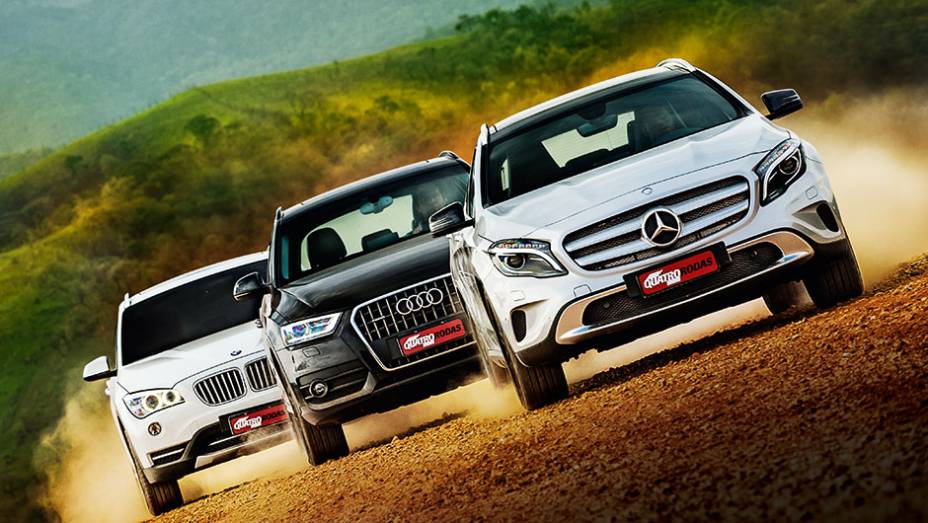 Cada qual com sua receita própria, os SUVs apresentam suas armas | <a href="https://gutenberg.quatrorodas.abril.com.br/carros/comparativos/audi-q3-x-bmw-x1-x-mercedes-gla-816140.shtml" target="_blank" rel="migration">Leia mais</a>