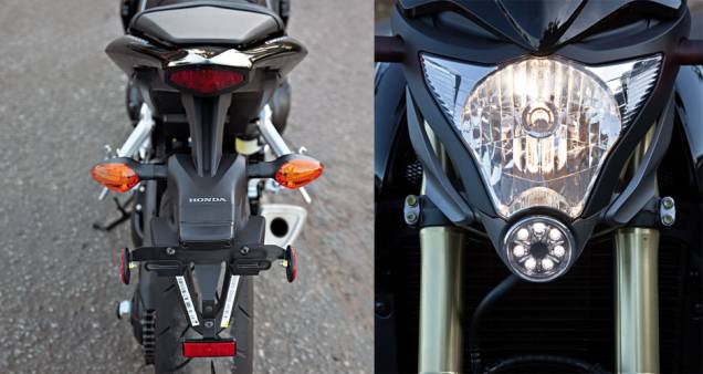 Rabeta pendurada e pneus de superbike | Cara de mangá: "focinho" tem 7 leds azuis Rabeta pendurada e pneus de superbike | Cara de mangá: "focinho" tem 7 leds azuis