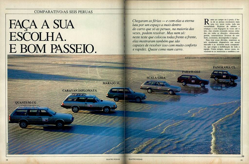 Quantum CD x Caravan Diplomata x Scala Ghia x Parati GLS x Panorama CL Abertura da matéria publicada em dezembro de 1985