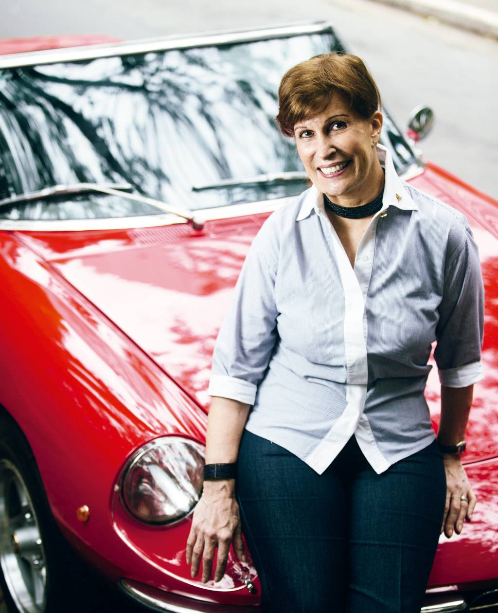 Graziela e seu Alfa Spider: os motores foram seus “filhos