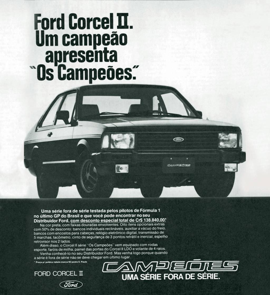 Propaganda do lançamento do Corcel II Os Campões, série especial da Ford, para o Propaganda do lançamento do Corcel II Os Campões, série especial da Ford, para o