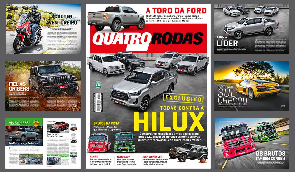 QUATRO RODAS de janeiro: nova Hilux contra S10, Amarok, Frontier e Ranger