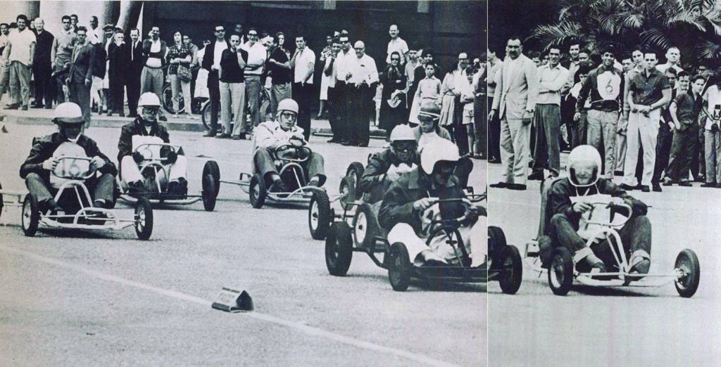 1 Cirado em meados dos anos 1950 nos EUA, o Kart começa a ganhar noteriedade no Brasil em 1961 com corridas de rua e pilotos famosos testando a modalidade