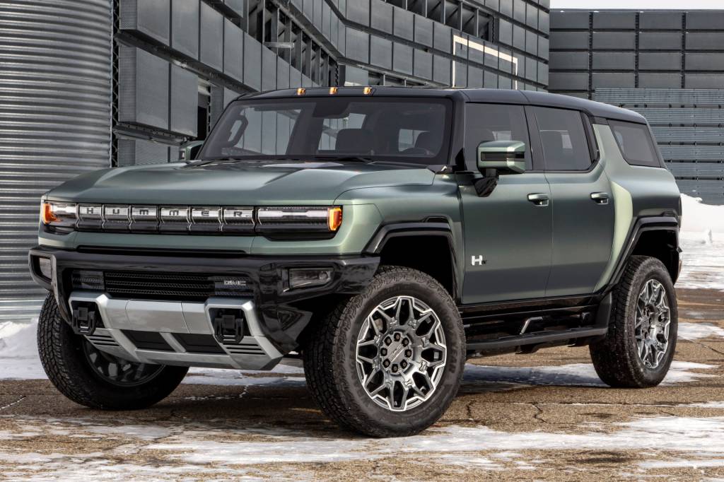GMC Hummer EV SUV frente O simbolismo de um Hummer SUV elétrico transcende o meio automotivo