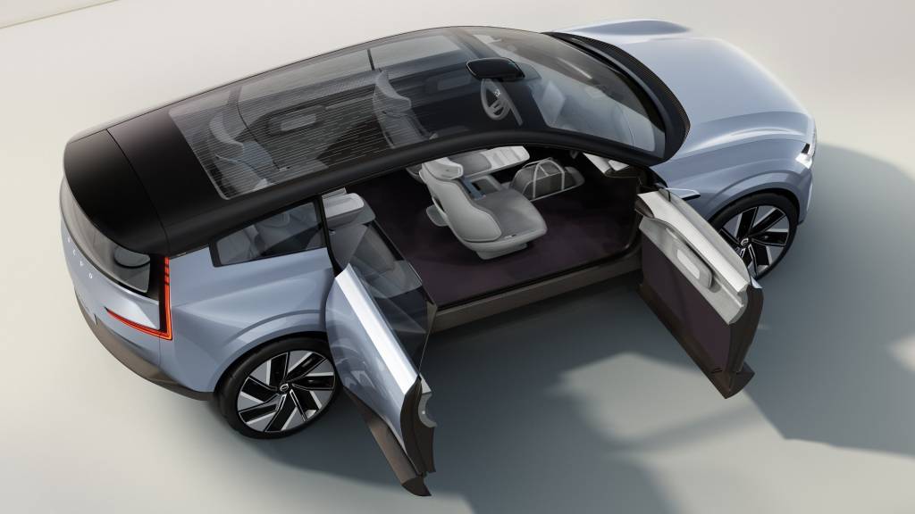 VOLVO CONCEPT RECHARGE 6 Conceito do Volvo Recharge azul claro visto de cima