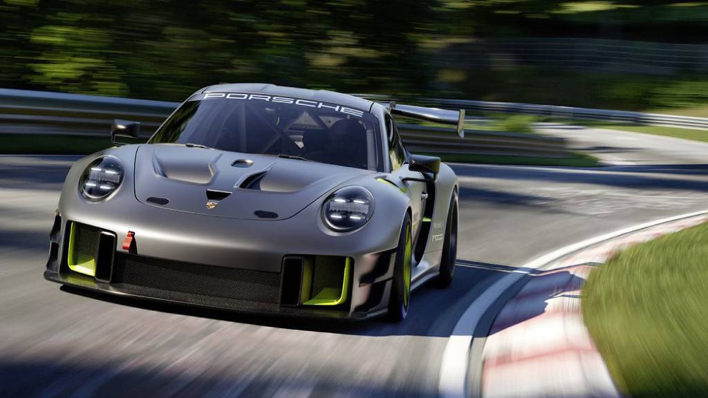 PORSCHE 911 GT2 RS 25 Clubsport 3 Porsche 911 GT2 RS Clubsport 25 cinza e verde visto de frente