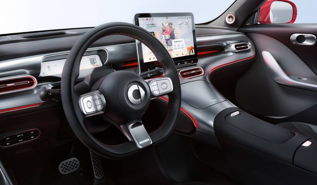 smartbrabus 2 Interior tem diversos itens em vermelho